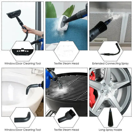 1050W Multi-Purpose Handheld Pressurized Steam Cleaner-Blue Costway