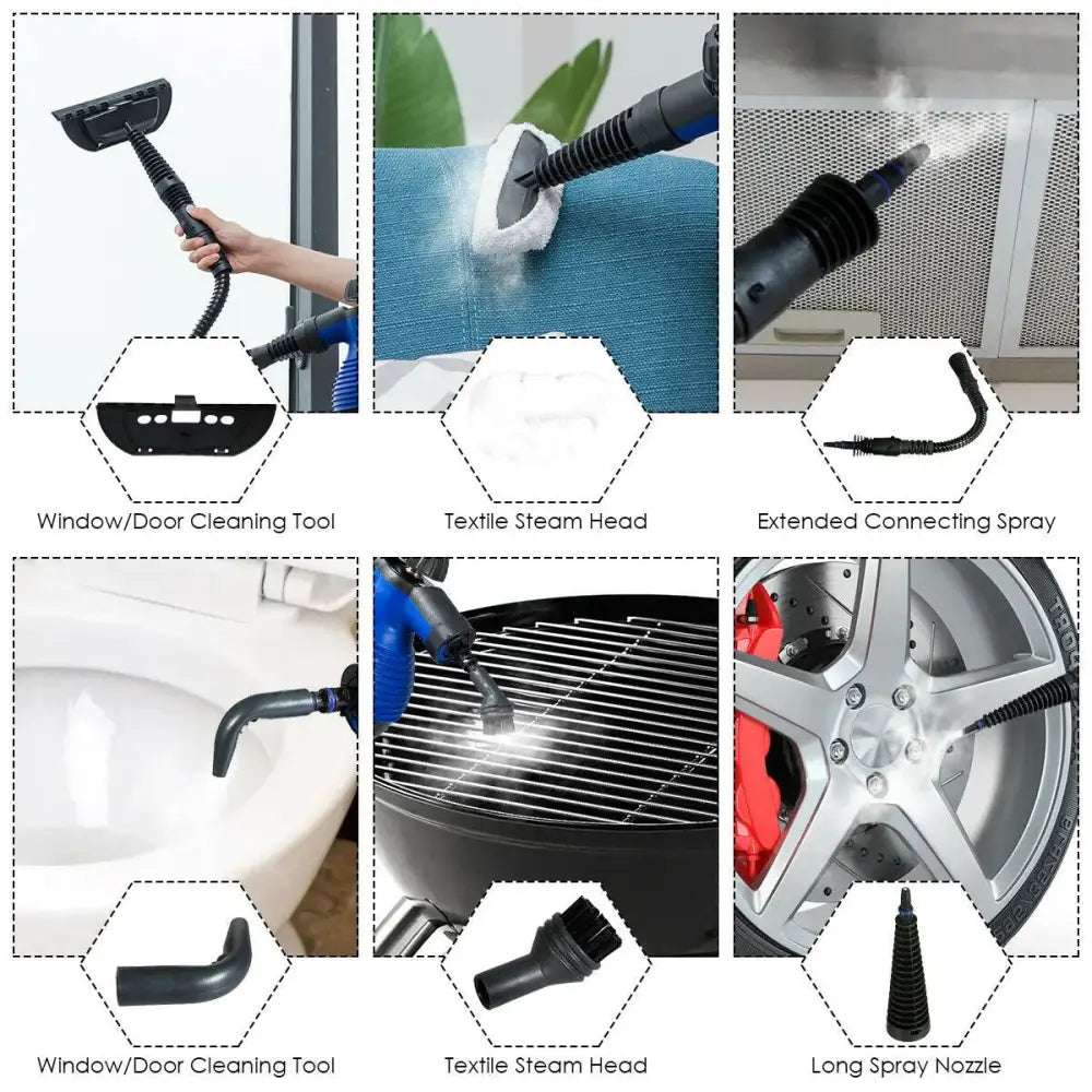 1050W Multi-Purpose Handheld Pressurized Steam Cleaner-Blue Costway