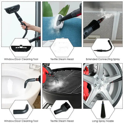 1050W Multi-Purpose Handheld Pressurized Steam Cleaner-Red Costway