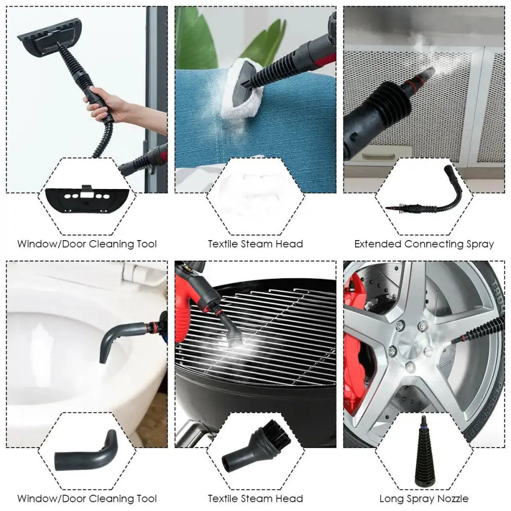 1050W Multi-Purpose Handheld Pressurized Steam Cleaner-Red Costway