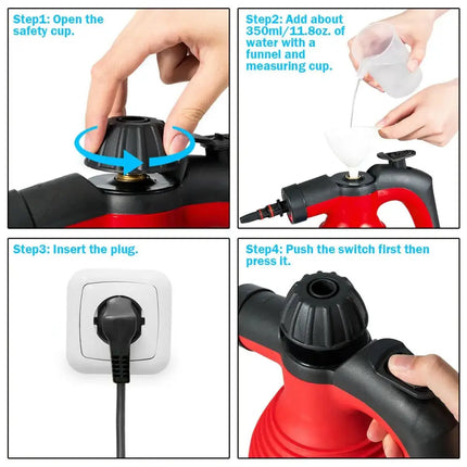 1050W Multi-Purpose Handheld Pressurized Steam Cleaner-Red Costway