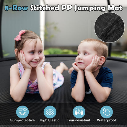 10FT Outdoor Trampoline Heavy-Duty Recreational Trampoline with Safety Enclosure Net-Black