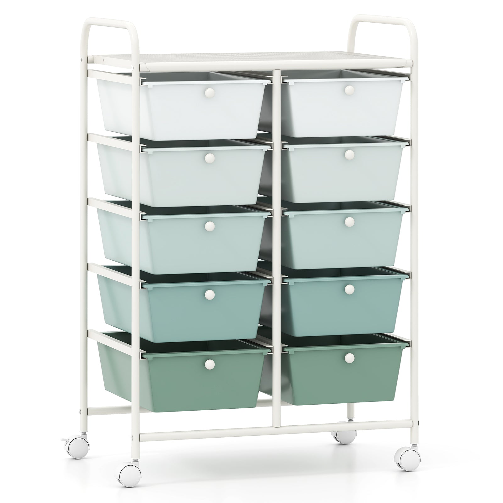 10-Drawer Rolling Storage Cart-Light Green