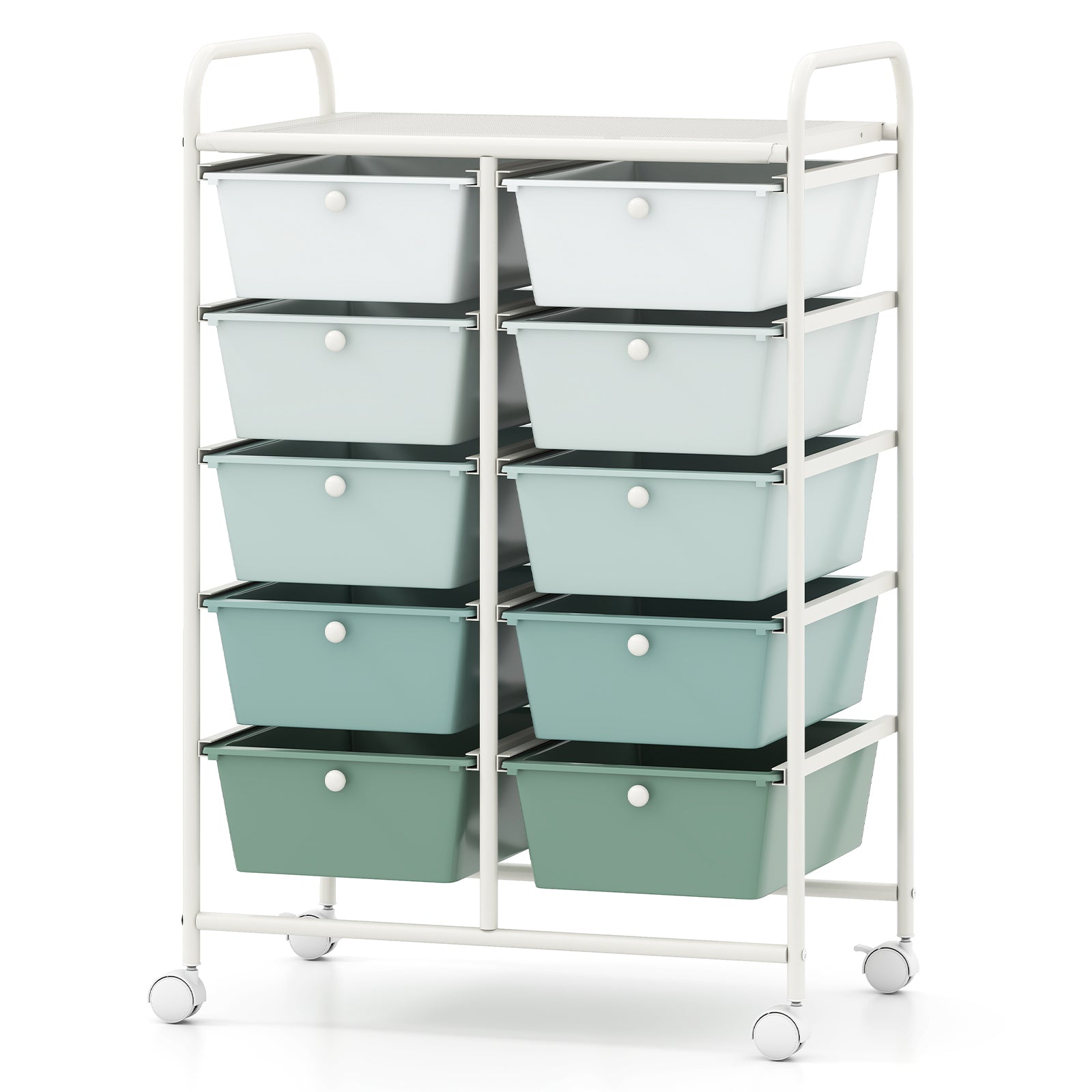 10-Drawer Rolling Storage Cart-Light Green