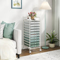 10 Drawer Rolling Storage Cart Organizer with 4 Universal Casters-Green
