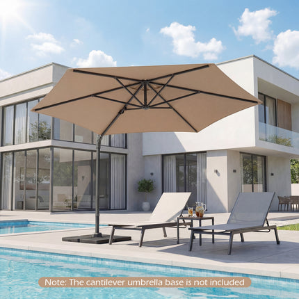 10 FT Patio Cantilever Umbrella with 360° Rotation and Air Vent for Backyard and Poolside-Tan