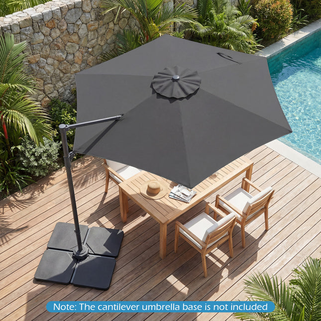 10 FT Patio Cantilever Umbrella with 360° Rotation and Air Vent for Backyard and Poolside-Gray