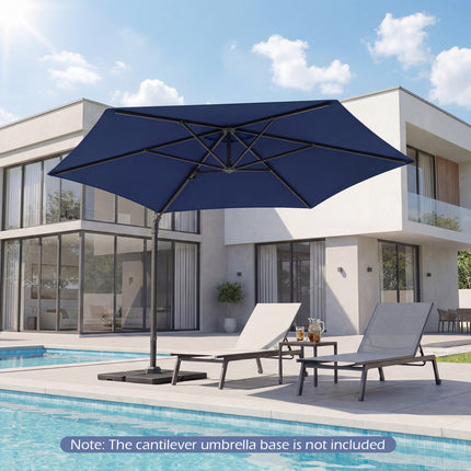 10 FT Patio Cantilever Umbrella with 360° Rotation and Air Vent for Backyard and Poolside-Blue