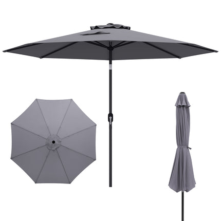10 Feet Outdoor Patio Umbrella with Tilt Adjustment and Crank-Gray