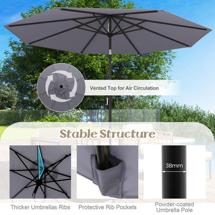 10 Feet Outdoor Patio Umbrella with Tilt Adjustment and Crank-Gray