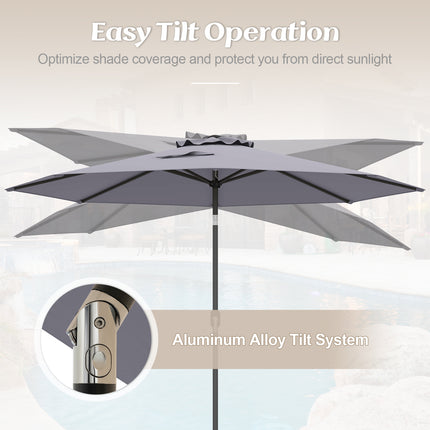 10 Feet Outdoor Patio Umbrella with Tilt Adjustment and Crank-Gray