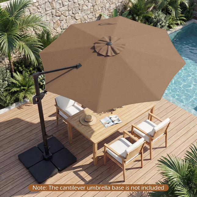 10 Feet Patio Cantilever Umbrella with Easy Tilt Adjustment-Brown