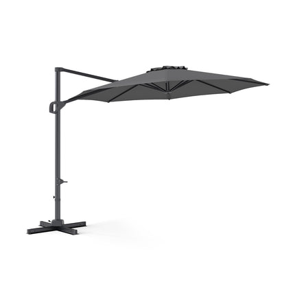 10 Feet Patio Cantilever Umbrella with Easy Tilt Adjustment-Gray