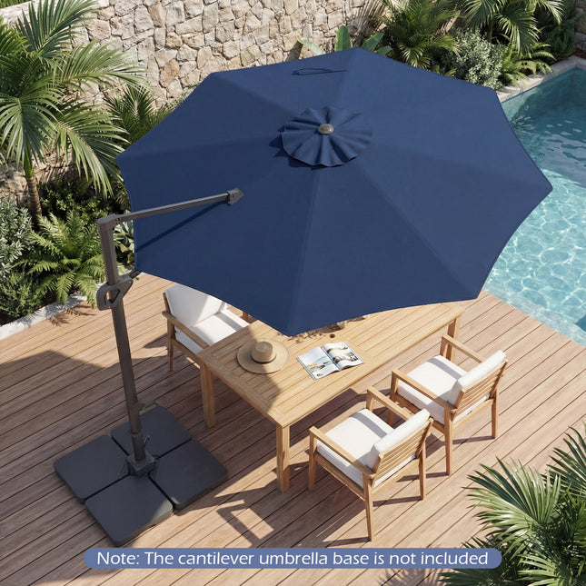 10 Feet Patio Cantilever Umbrella with Easy Tilt Adjustment-Navy