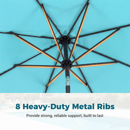 10 Feet Patio Umbrella with Weighted Base and Sandbags-Turquoise
