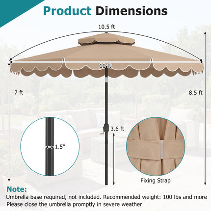 10 Feet Patio Umbrella with Push Button Tilt and Crank-Coffee
