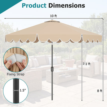 10 Feet Patio Umbrella Outdoor Market Umbrella with Crank Tilt Adjustment-Beige