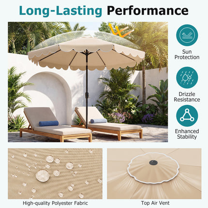 10 Feet Patio Umbrella Outdoor Market Umbrella with Crank Tilt Adjustment-Beige