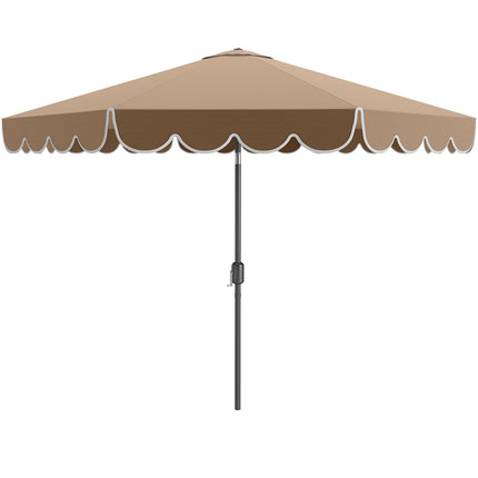 10 Feet Patio Umbrella Outdoor Market Umbrella with Crank Tilt Adjustment-Brown