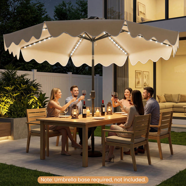 10 Feet Solar Patio Umbrella with Color-Changing LED Lights-Beige