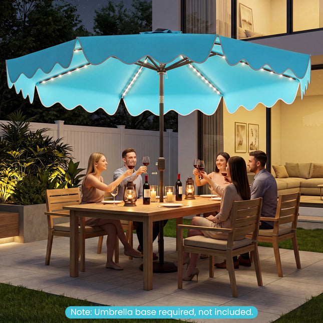 10 Feet Solar Patio Umbrella with Color-Changing LED Lights-Turquoise