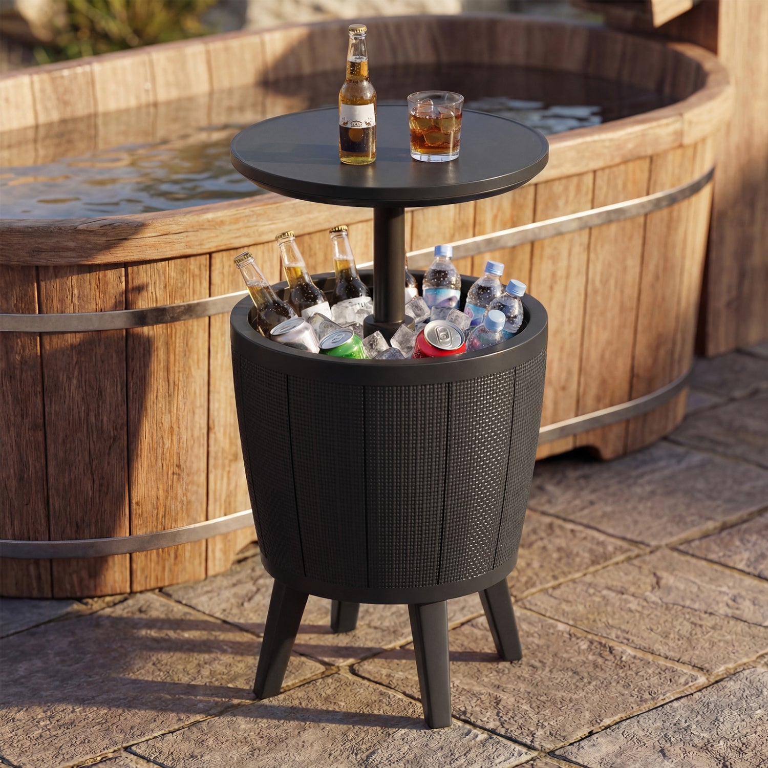10 Gallon Beer and Wine Cooler with Lift-Top and Drainage Plug-Black