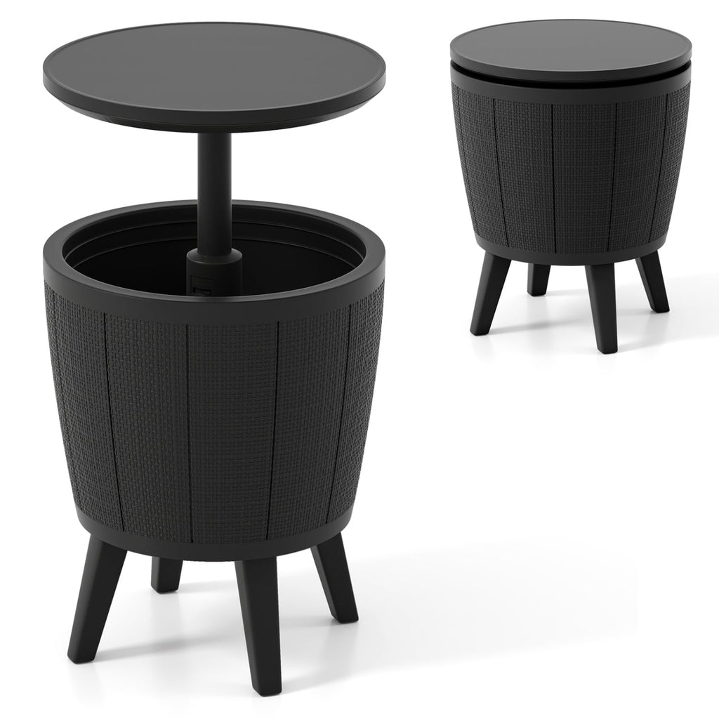 10 Gallon Beer and Wine Cooler with Lift-Top and Drainage Plug-Black