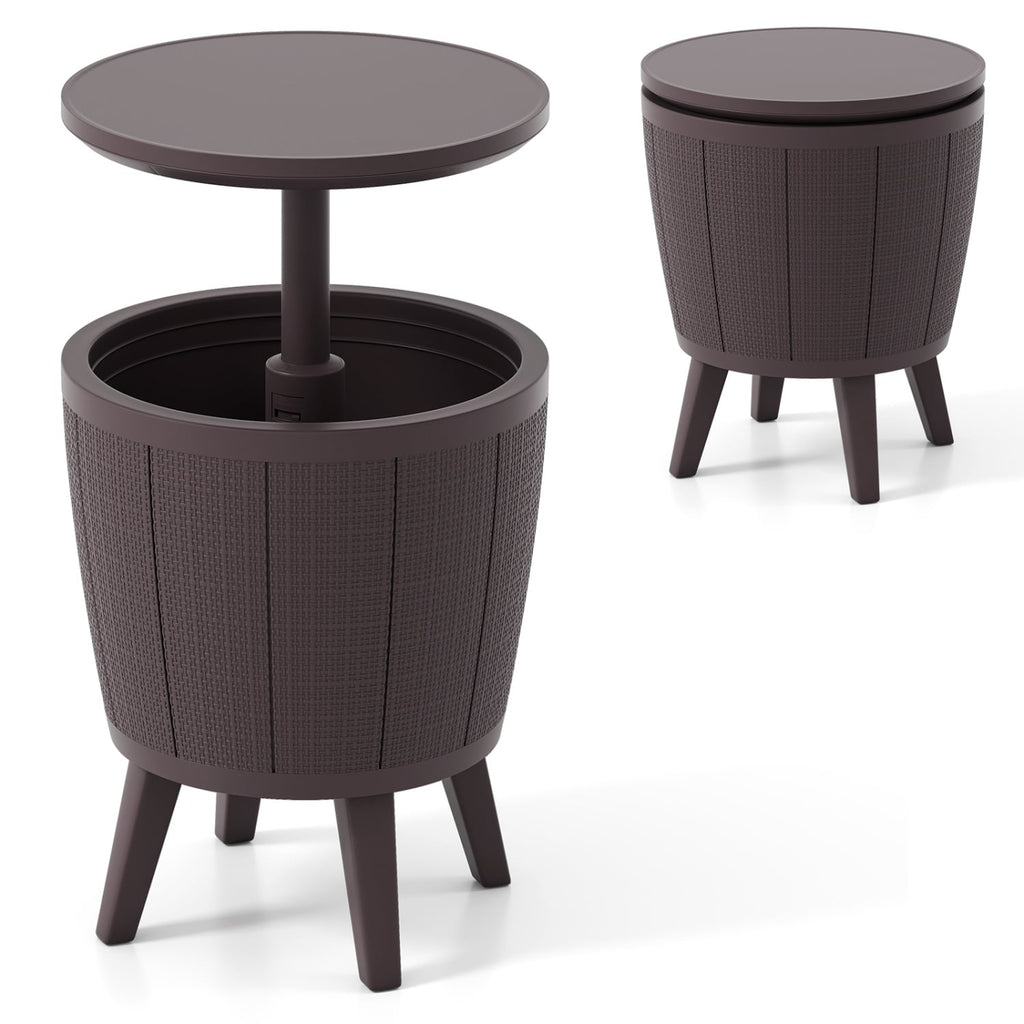 10 Gallon Beer and Wine Cooler with Lift-Top and Drainage Plug-Brown