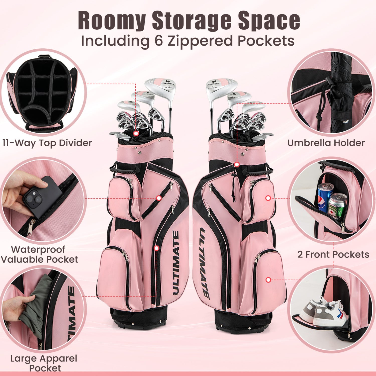 10 Pieces Womens Complete Golf Club Set with Alloy Driver