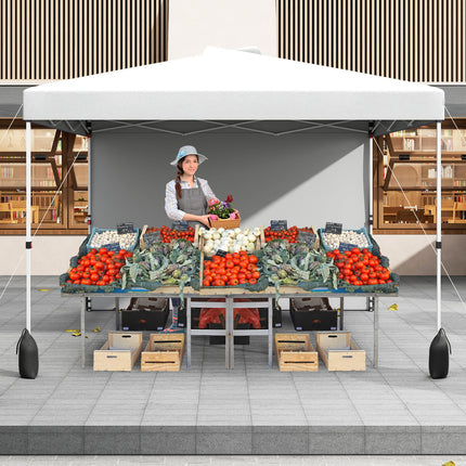 10 X 10 FT Pop up Canopy Tent with 1 Sidewall and Wheeled Bag-White