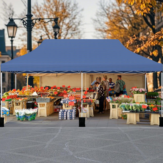 10 X 20 FT Pop up Canopy Tent Foldable Portable Outdoor Gazebo with Carry Bag-Blue