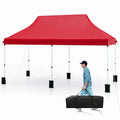 10 X 20 FT Pop up Canopy Tent Foldable Portable Outdoor Gazebo with Carry Bag-Red