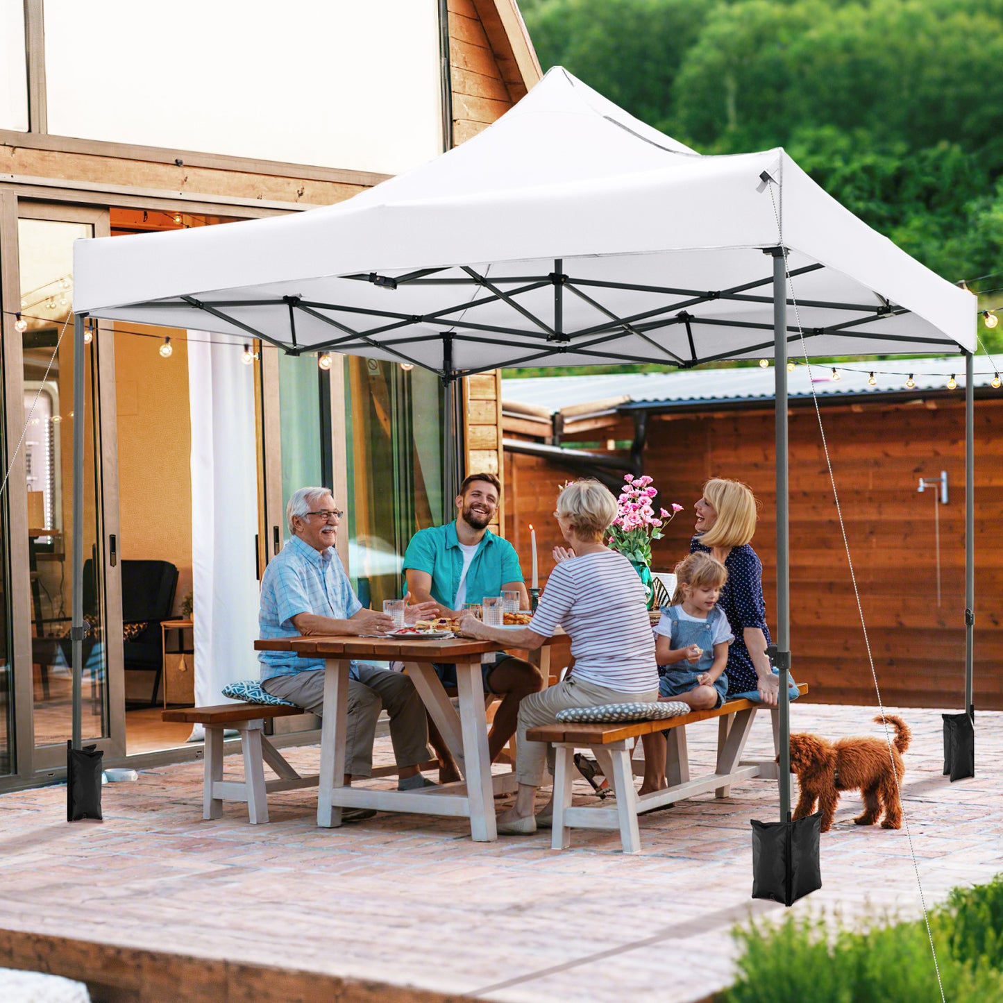 10 x 10 FT Outdoor Pop up Canopy Tent Easy Setup Gazebo Shelter with Wheeled Bag-White
