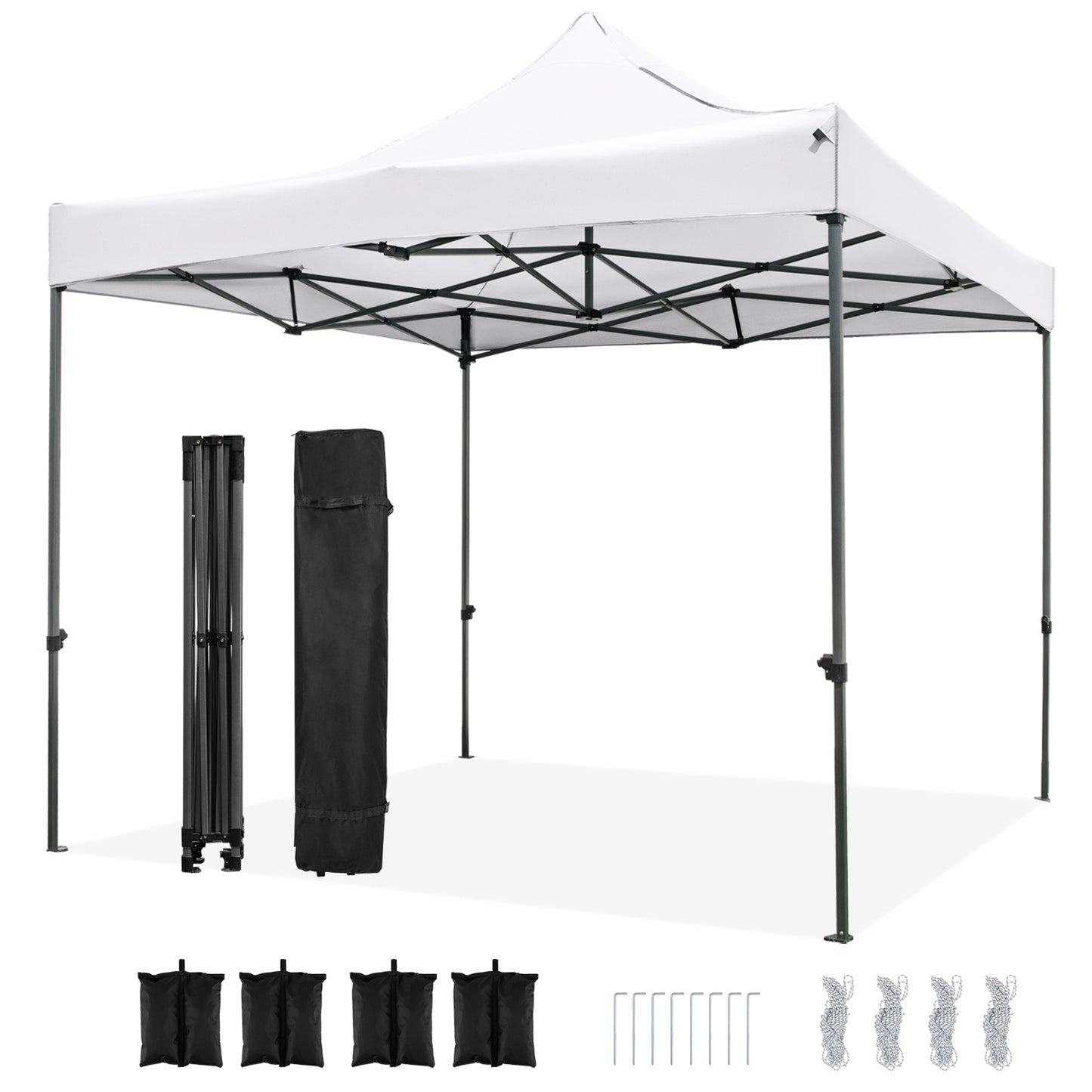 10 x 10 FT Outdoor Pop up Canopy Tent Easy Setup Gazebo Shelter with Wheeled Bag-White