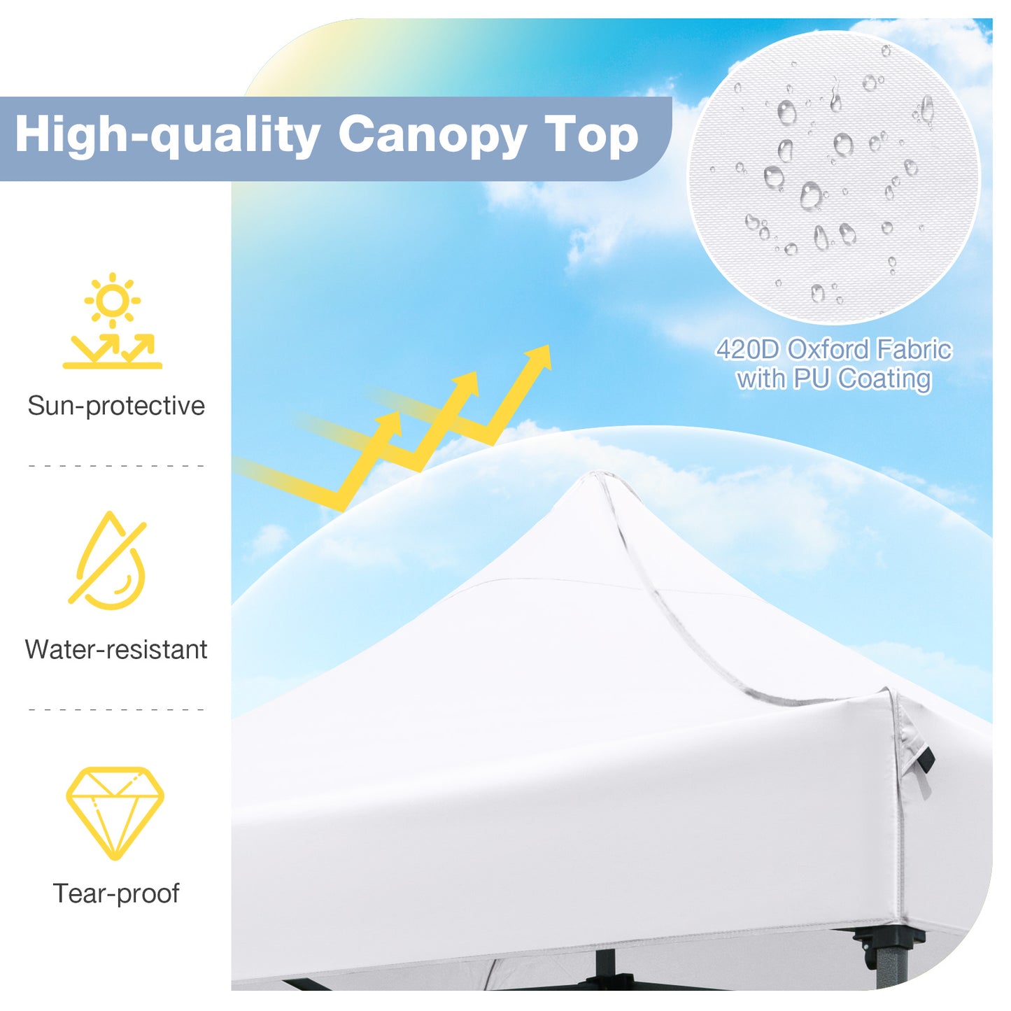 10 x 10 FT Outdoor Pop up Canopy Tent Easy Setup Gazebo Shelter with Wheeled Bag-White