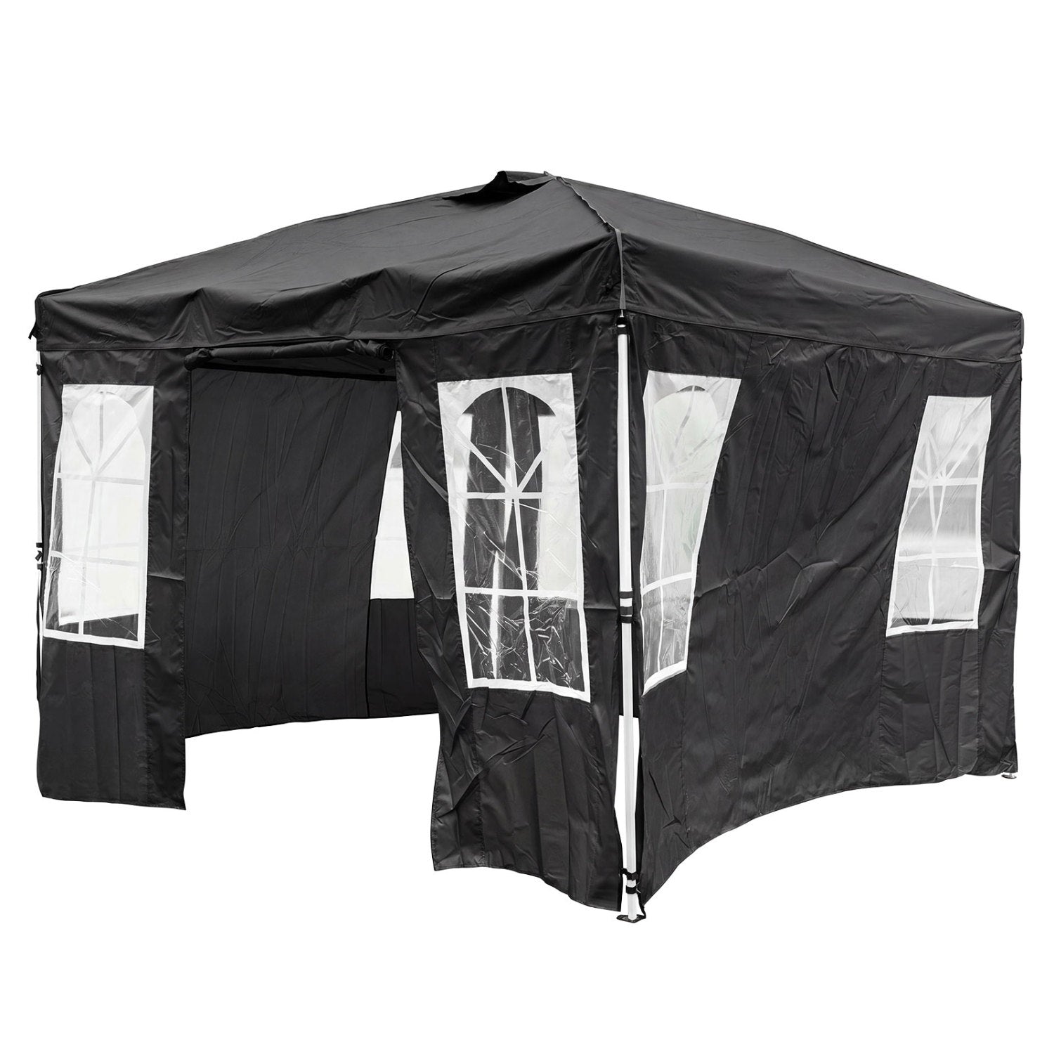 10 x 10 FT Pop Up Canopy Tent with 4 Sidewalls and Adjustable Height Waterproof-Black
