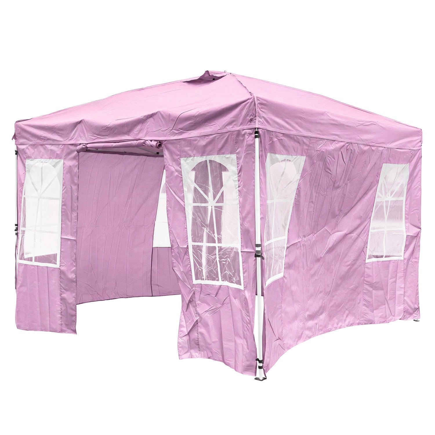 10 x 10 FT Pop Up Canopy Tent with 4 Sidewalls and Adjustable Height Waterproof-Pink