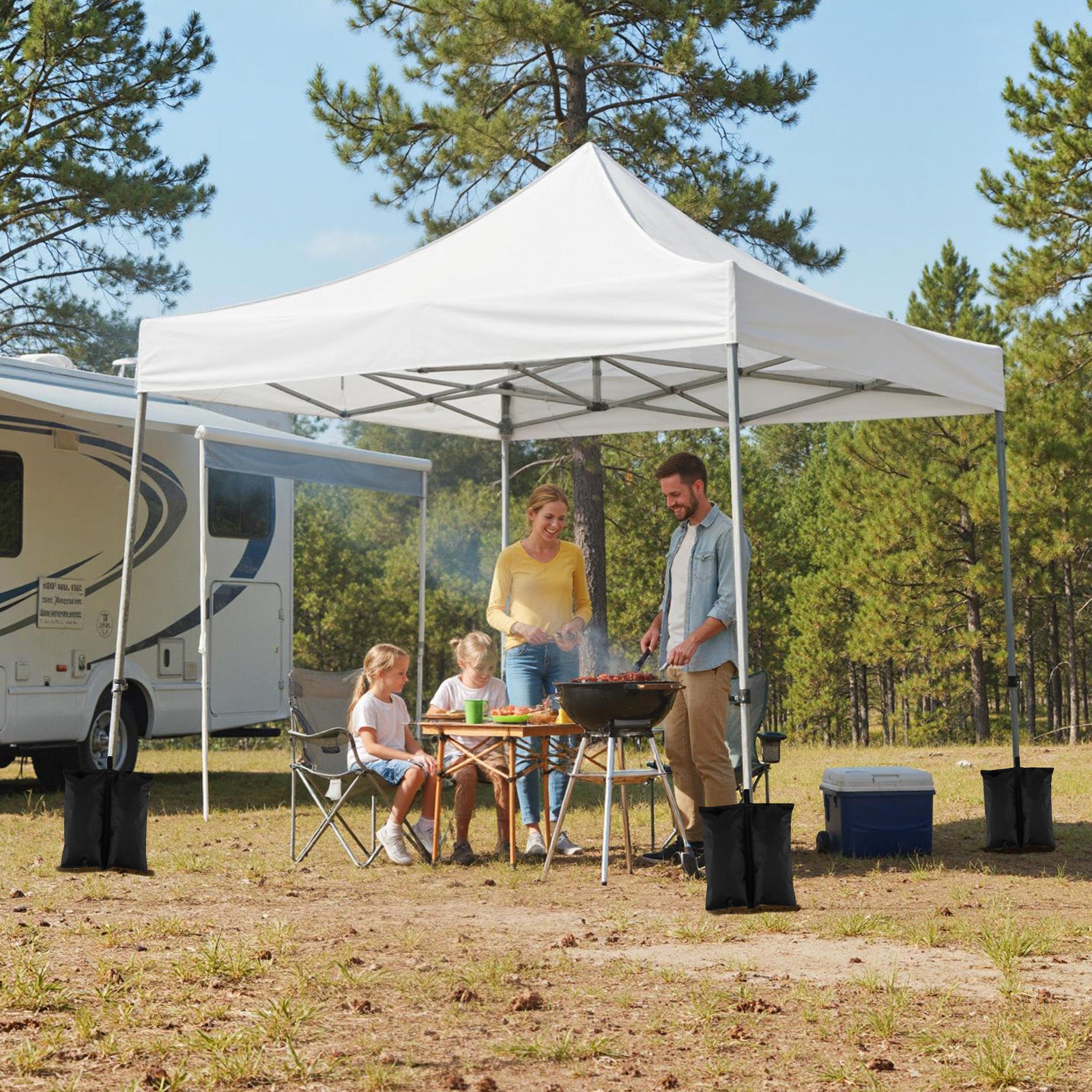 10 x 10 FT Pop up Canopy Tent with Sidewalls and Awning for Party Picnic Event-White