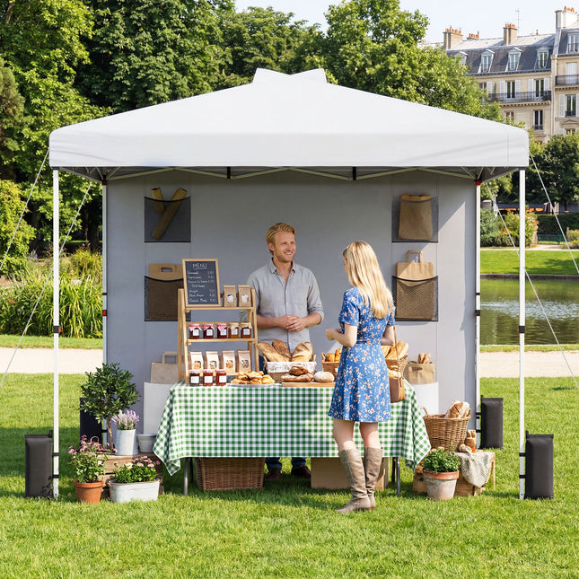 10 x 10 FT Pop up Canopy Tent with Sidewall 6 Pockets Instant Setup Commercial Gazebo-White