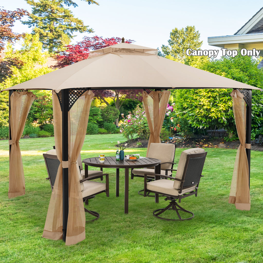 Bâche de rechange pour tonnelle 10 x 12 pieds avec évacuation d'air et trous de drainage - Beige