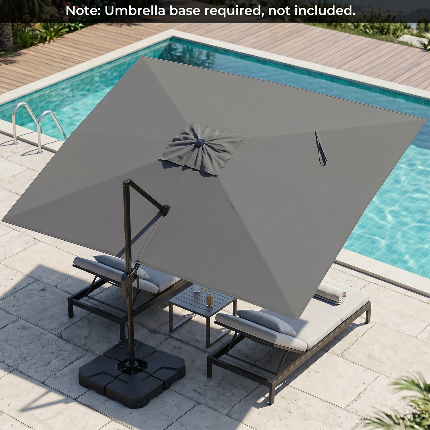 10 x 13 FT Cantilever Patio Umbrella with 360-Degree Rotation and 5 Tilt Positions-Gray