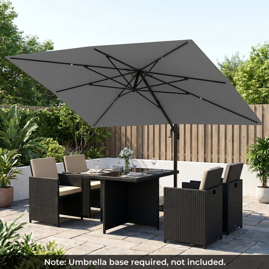 10 x 13 FT Cantilever Patio Umbrella with 360-Degree Rotation and 5 Tilt Positions-Gray