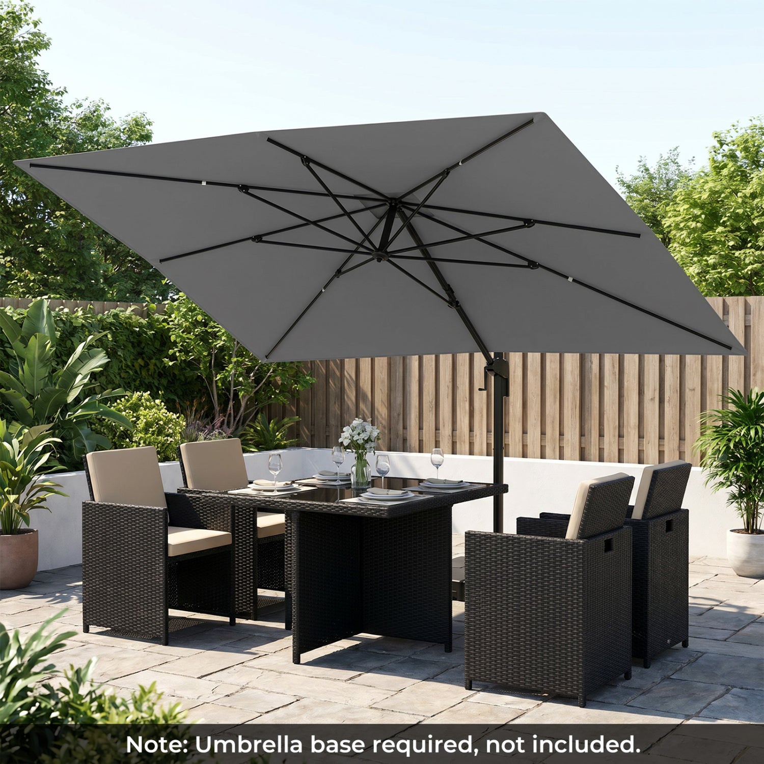 10 x 13 FT Cantilever Patio Umbrella with 360-Degree Rotation and 5 Tilt Positions-Gray