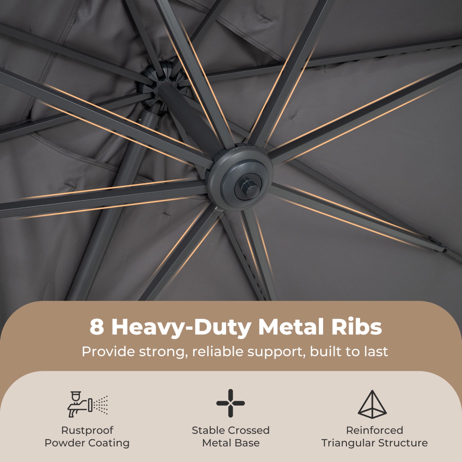 10 x 13 FT Cantilever Patio Umbrella with 360-Degree Rotation and 5 Tilt Positions-Gray