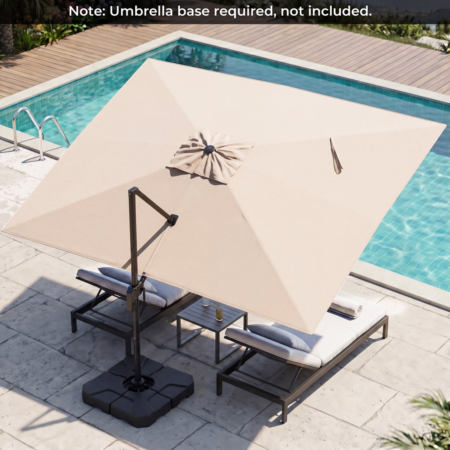 10 x 13 FT Cantilever Patio Umbrella with 360-Degree Rotation and 5 Tilt Positions-Beige
