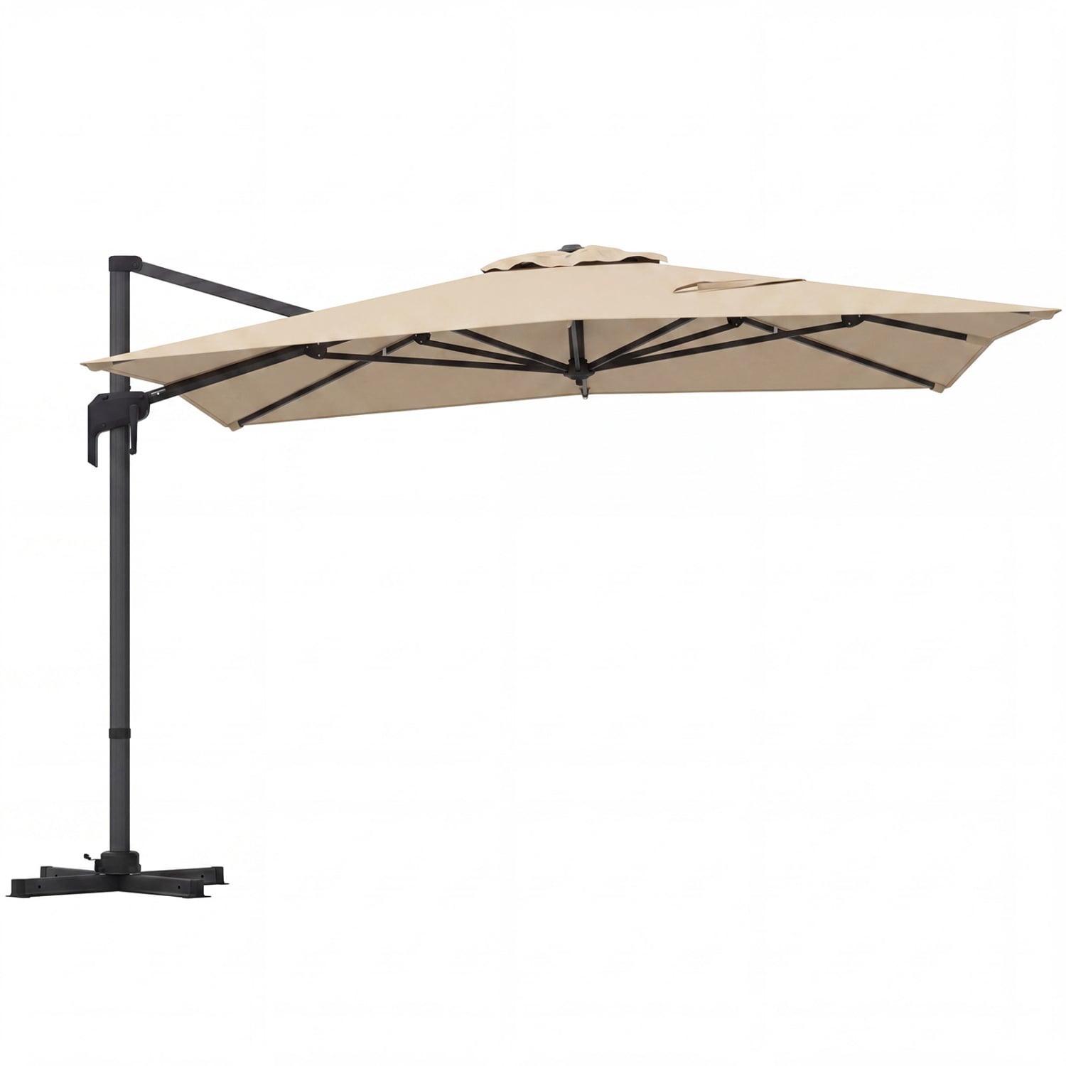 10 x 13 FT Cantilever Patio Umbrella with 360-Degree Rotation and 5 Tilt Positions-Beige