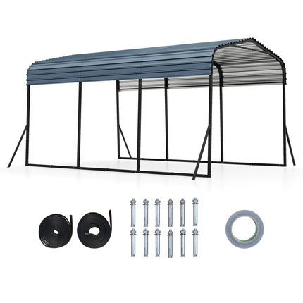 10 x 14.5 FT Heavy-Duty Carport Outdoor Galvanized Steel Garage Car Shelter with Leak-proof Roof-Black