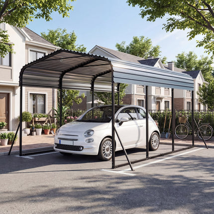 10 x 14.5 FT Heavy-Duty Carport Outdoor Galvanized Steel Garage Car Shelter with Leak-proof Roof-Black