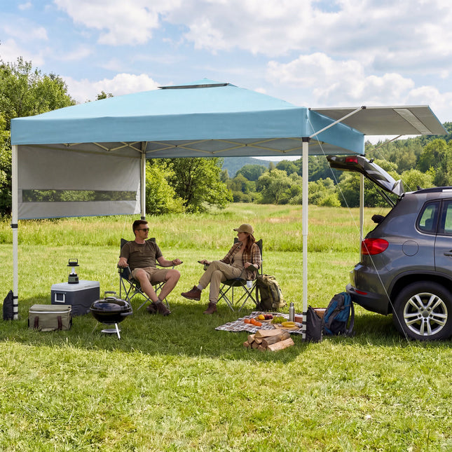 10 x 17 Feet Pop Up Canopy Tent with Dual Adjustable Awnings-Blue