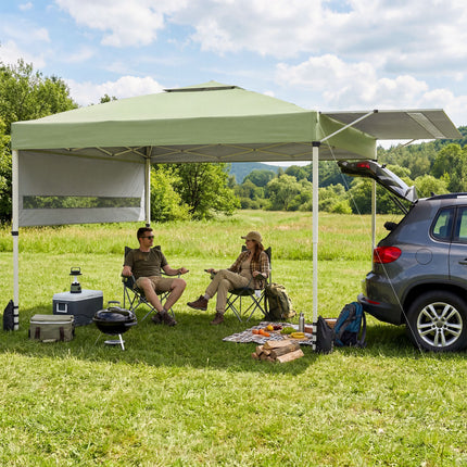 10 x 17 Feet Pop Up Canopy Tent with Dual Adjustable Awnings-Green